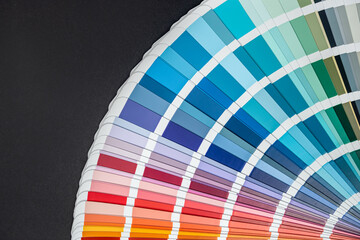 different sepmler color palettes and samples laid out on the table isolated.