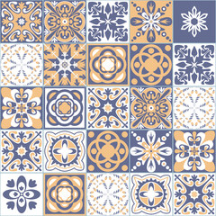 Azulejo Style Decorative Ceramic Tile Blue Purple Beige White Pastel Color Traditional Spanish Portuguese Pattern for Kitchen and Bathroom Wall Decoration