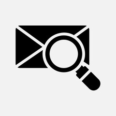 Search icon in solid style about email, use for website mobile app presentation