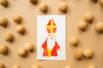children's drawing - card for day of saint nicholas for traditional Dutch holiday sinterklaas. craft for kids