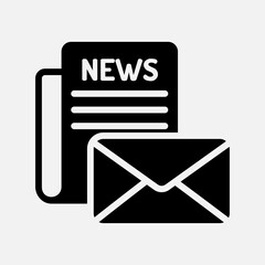 Newsletter icon in solid style about email, use for website mobile app presentation