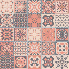 Azulejo talavera ceramic tile traditional pastel background, vector illustration