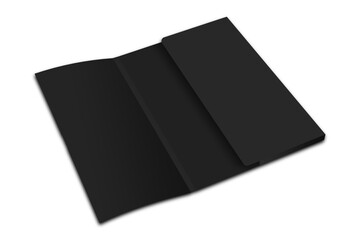 Corporate cardboard open black folder mockup isolated on white background. 3d rendering.