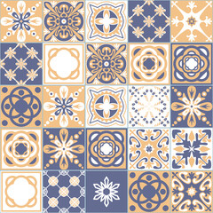 Purple white seamless pattern, Spanish Azulejo tile, vector illustration