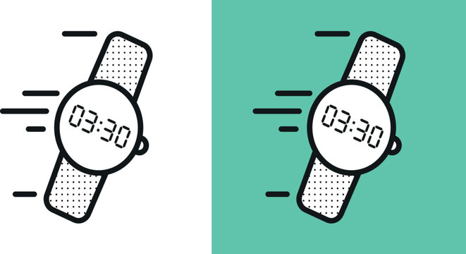 Sports Watch in a hurry Icon vector illustration with dots