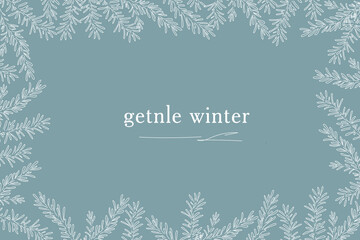 Christmas stylish decor for cards, banners, invitations. Overlay horizontal frame. Vector flat outline illustration. Line art.