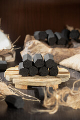 charcoal briquettes medium size tubes made from 100% selected coconut