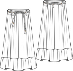 women skirt , knotting belt detail