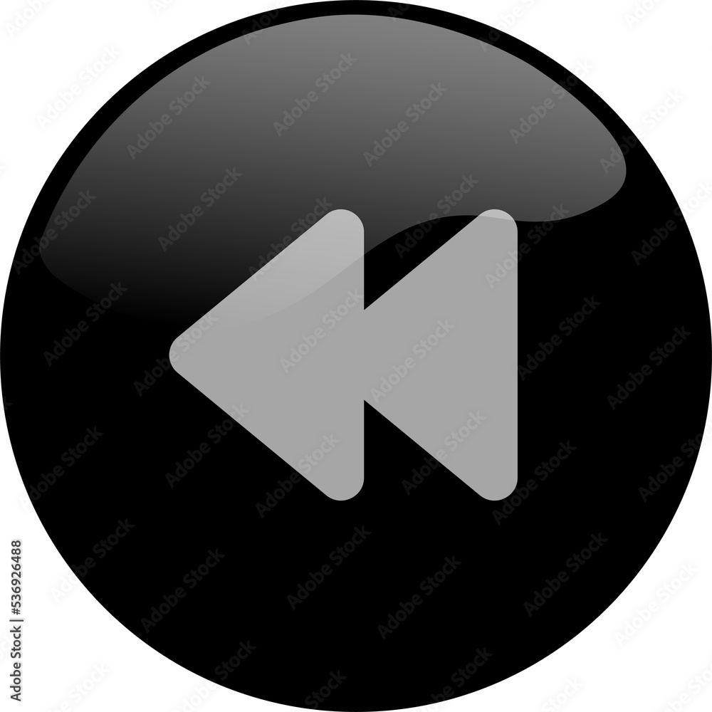 Poster backward icon for media player button interface. video and audio player navigations symbol in black 