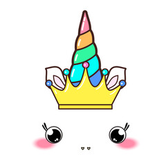 Kawaii cute unicorn horn, funny colorful  cartoon.