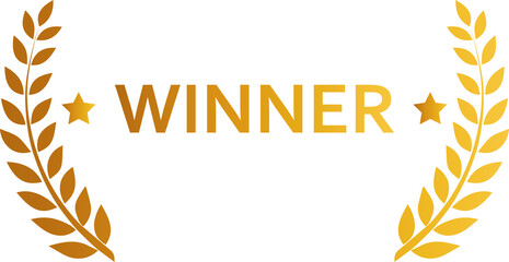 Best actor award illustration in golden colors. Tribute sign with laurel wreath.