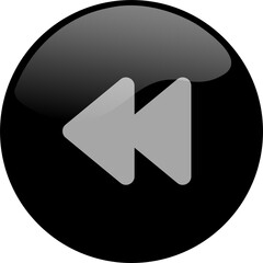 Backward icon for media player button interface. Video and audio player navigations symbol in black color.