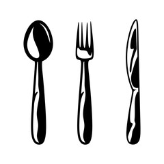 Knife, fork and spoon vector on white background. eps10