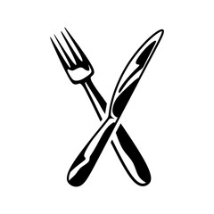 Knife and fork crossed. Knife and fork vector