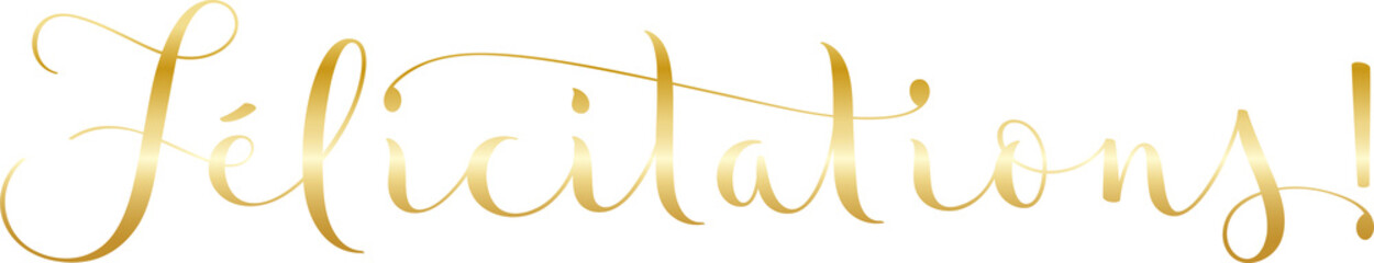 Bannière calligraphique avec dégradé doré FELICITATIONS! sur fond transparent