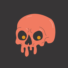 Fototapeta premium Psychedelic drippy paint skull. Acid abstract character in cartoon style.