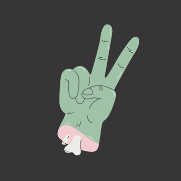 recommend clip art: Monster zombie hand. Funky cartoon dead human hand gesture peace sign
