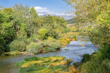 Fototapeta na wymiar Arakil River, a tributary of the Arga River as it passes through the Ollo Valley