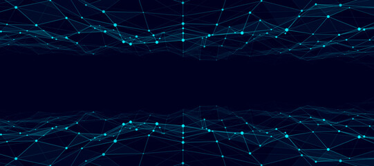 3d dynamic double digital wave. Smart technology wave. Flow digital structure. Cyber technology background. Vector illustration.