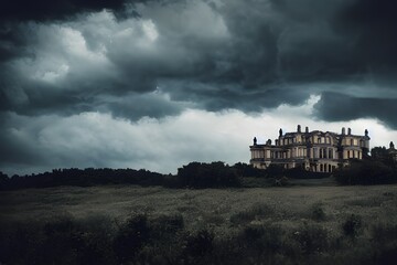 A creepy, crumbling haunted house. 