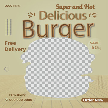 Special Burger For Restaurant Social Media Post Design Template