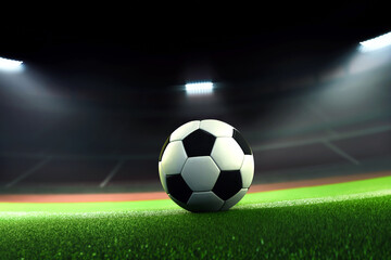 Obraz na płótnie Canvas 3D rendering soccer ball of a sport stadium background