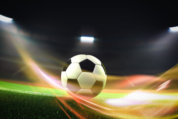 Naklejka premium 3D render soccer ball with light