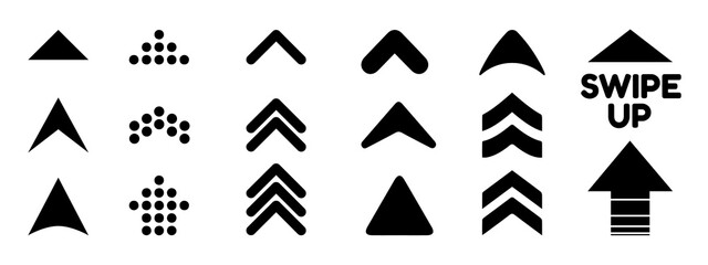 Arrow Set Swipe Up - Different Flat Black Isolated Illustrations