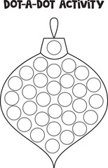 Dot a dot activity with Christmas bauble. Dot marker game for preschool kids.