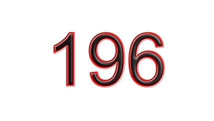 red 196 number 3d effect white background