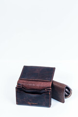 Mens wallet handmade brown leather