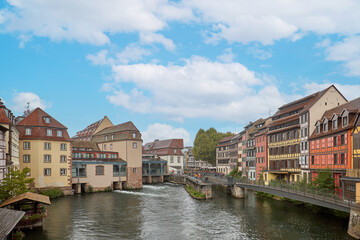 Fototapeta na wymiar View of a region in Strasbourg, France, known as Petite France.