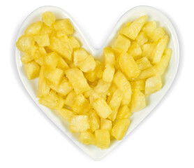 Heart Health Concept - Fresh Pineapple atop a Heart Shaped Plate