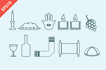 jewish holiday icons design vector flat isolated illustration