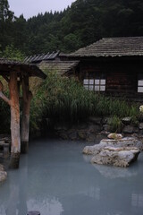 Nyuto Onsen hot spring in green mountain valley in Semboku city, Akita prefecture, Tohoku region, northern Japan