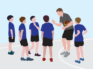 Obraz premium Junior basketball team in illustration graphic vector