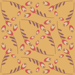 bellflower on pink beige background seamless pattern for textile vector eps illustration
