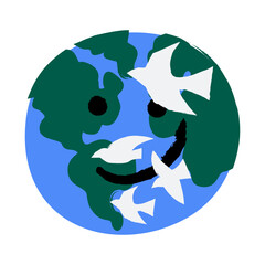 Earth with birds vector illustration