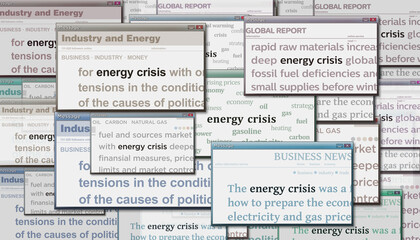 Headline titles media with Energy crisis 3d illustration