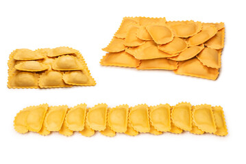 Raw ravioli as background. Healthy italian food.