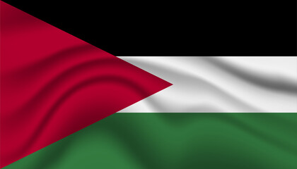 Close up Palestine national flag waving realistic vector illustration