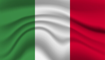 Close up Italy national flag waving realistic vector illustration