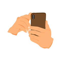 vector illustration of person holding smart phone, hand holding smart phone