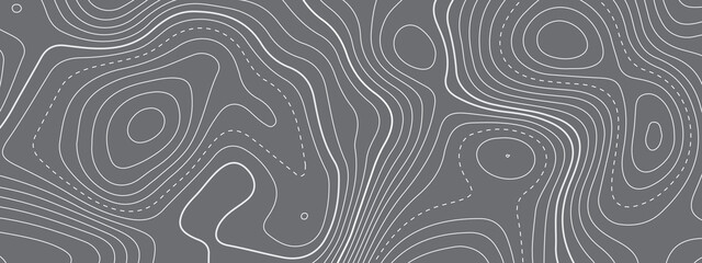 Black and white wave abstract topographic map contour, lines Pattern background. Topographic map and landscape terrain texture grid. Wavy banner and color geometric form. Vector illustration.