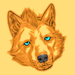 Digital drawing of the head of a sad wolf with mohawk