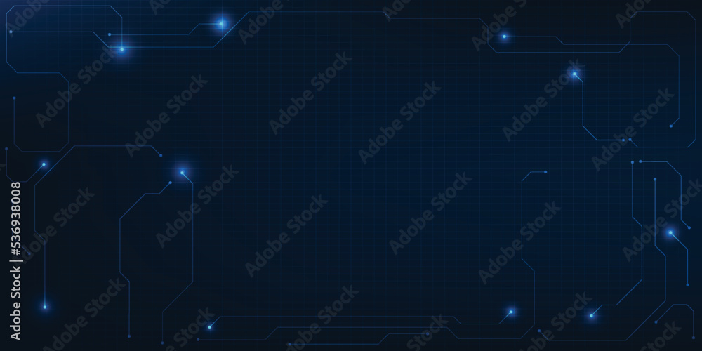 Poster vector illustration of abstract blue futuristic digital technology with copy space layout and digita