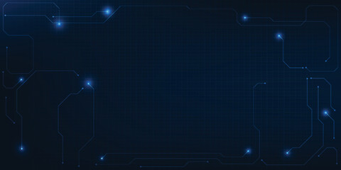 Vector illustration of abstract blue futuristic digital technology with copy space layout and digital hi-tech circuit pattern for product advertising and game artwork.