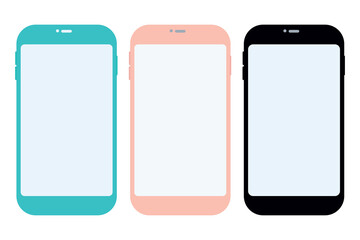 Mobile phone icon. Set of multi-colored phones. Flat design style. Vector illustration.