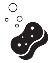 Washing sponge. Black vector icon