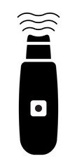 Ultrasonic face skin scrubber. Blackhead removal, lifting massager. Black vector icon